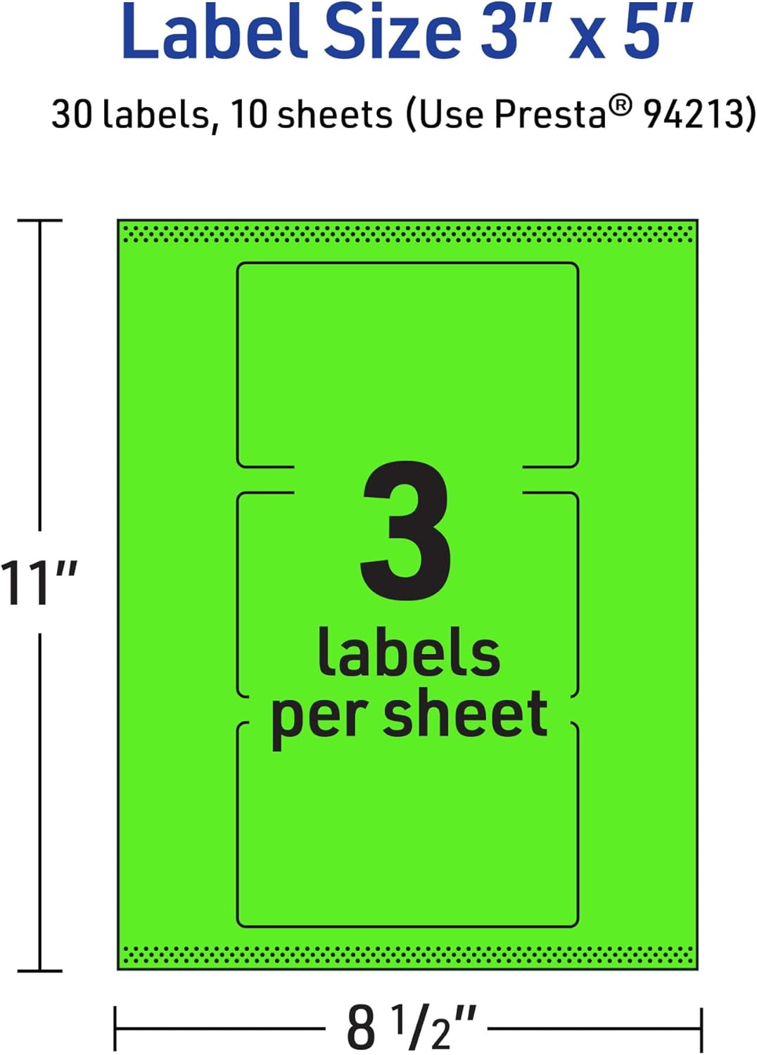 AVERY Printable Rectangle Labels, Sure Feed Technology, 3" x 5", Neon Green, Print-to-The-Edge, Laser/Inkjet Printable