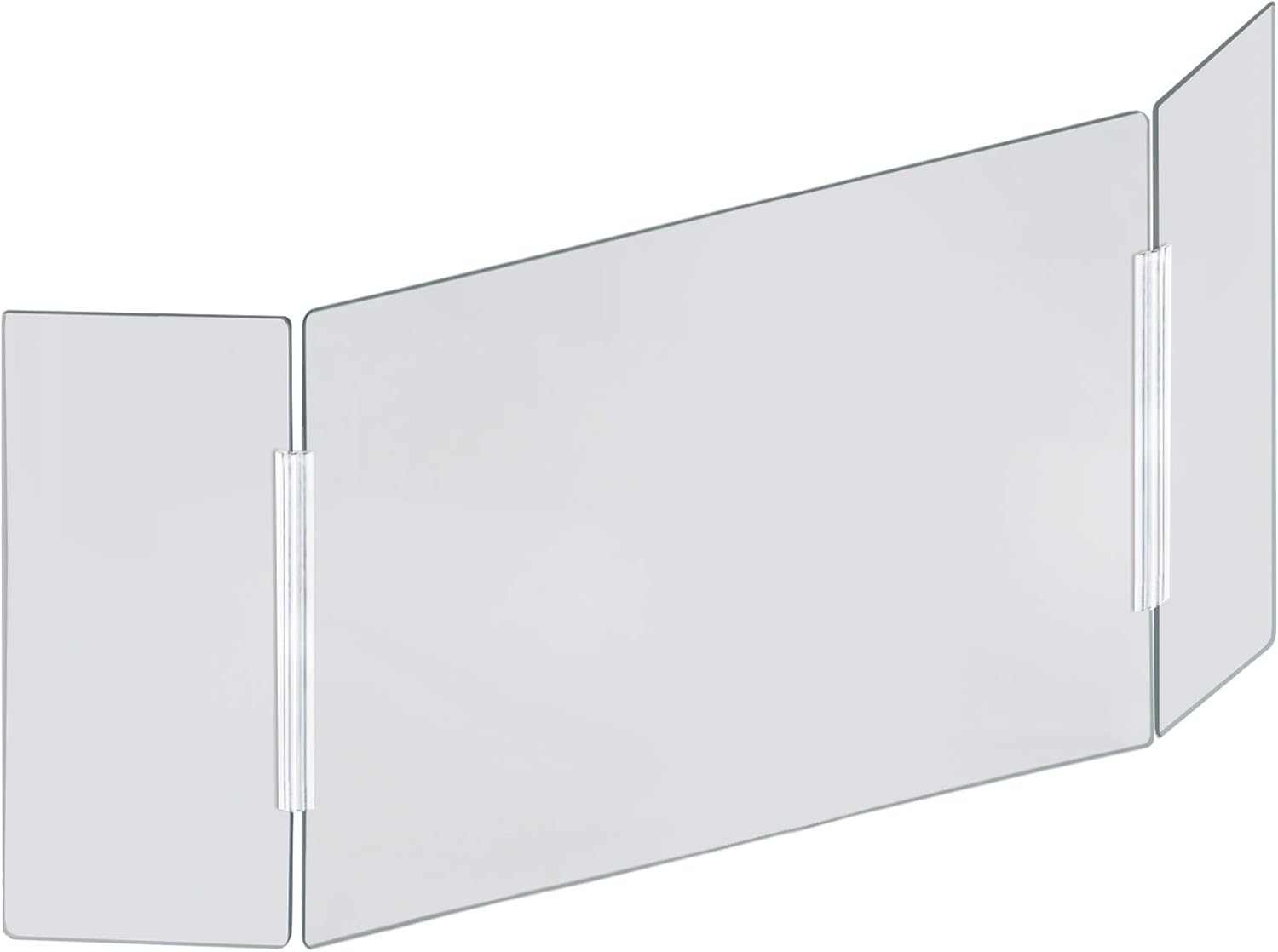 Azar Displays Tri-Fold Protective Sneeze Guard for Counter and Desk - Portable Plexiglass Barrier