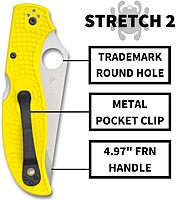 Spyderco Stretch 2 XL Lightweight Salt Folding Pocket Knife with 3.99 Inch H-2 Tool Steel Blade and Yellow FRN Handle - SpyderEdge - C258SYL