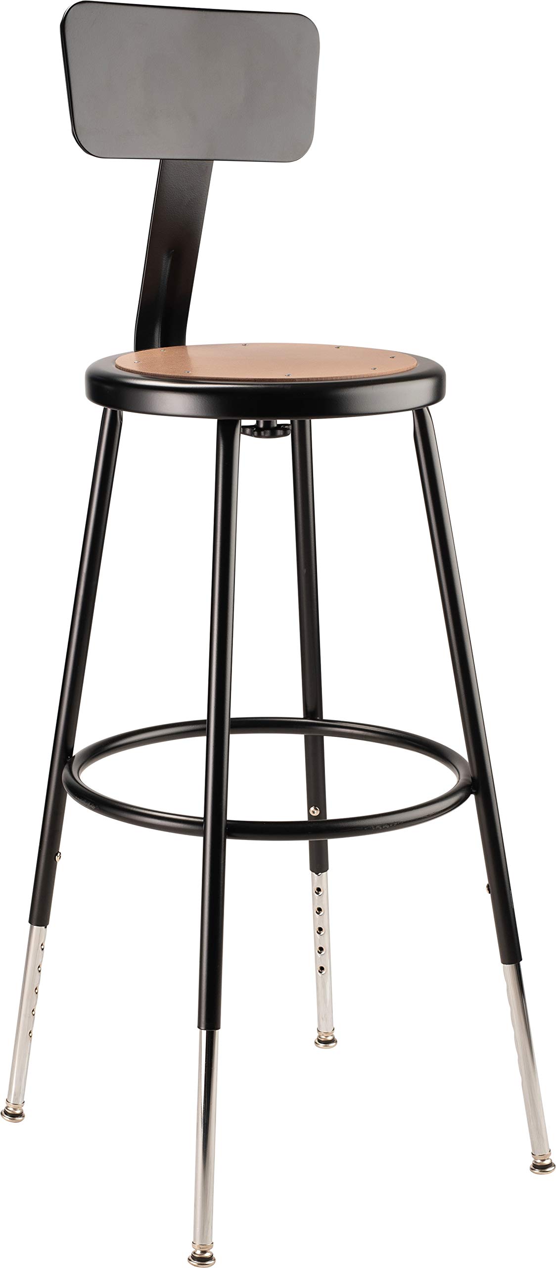 National Public Seating 6200 Series Adjustable Steel Stool with Backrest