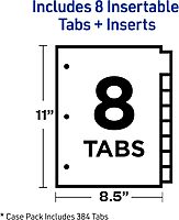 Avery 8-Tab Binder Dividers, Insertable Multicolor Big Tabs, 1 Set (11111)