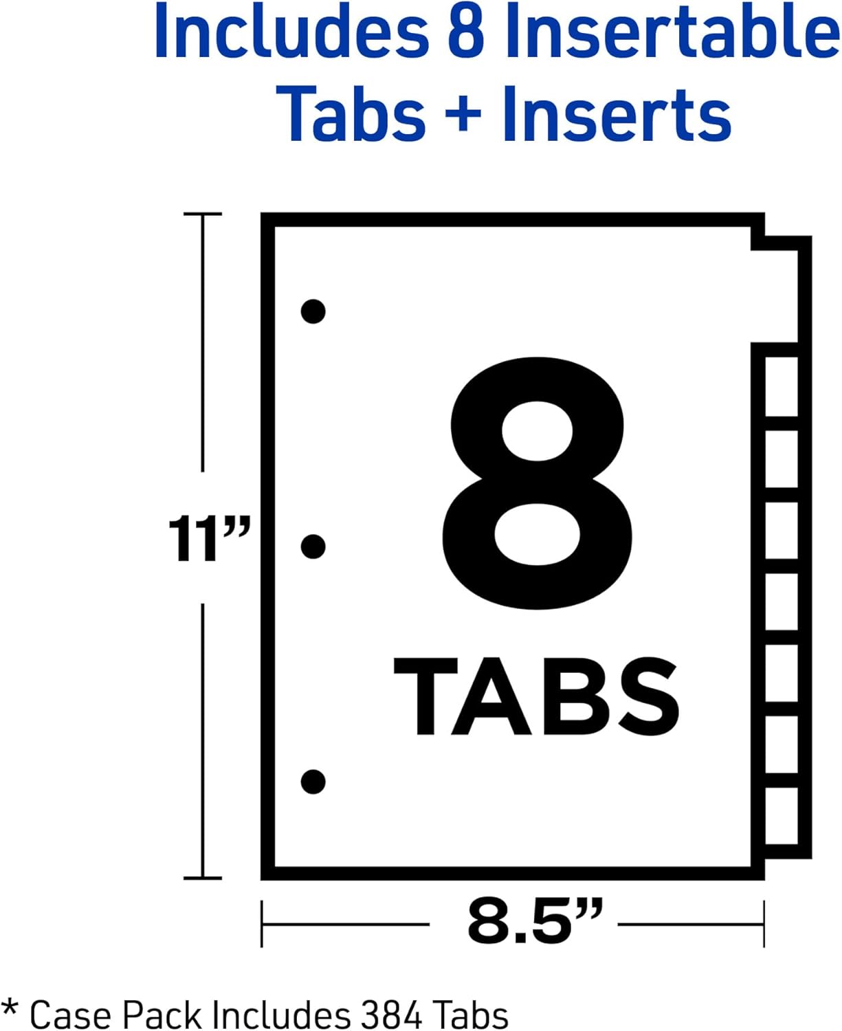 Avery 8-Tab Binder Dividers, Insertable Multicolor Big Tabs, 1 Set (11111)