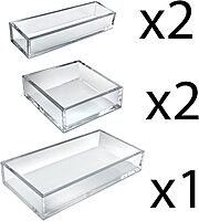 Azar Displays 556226 Deluxe Tray Set - Square Trays, Narrow and Large Tray (5 Piece)