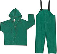 Rain Suit with Pants: Size 3X-Large, Non-Hazardous Protection, Green, Nylon & PVC