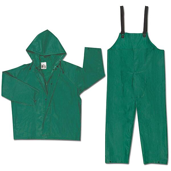 Rain Suit with Pants: Size 3X-Large, Non-Hazardous Protection, Green, Nylon & PVC