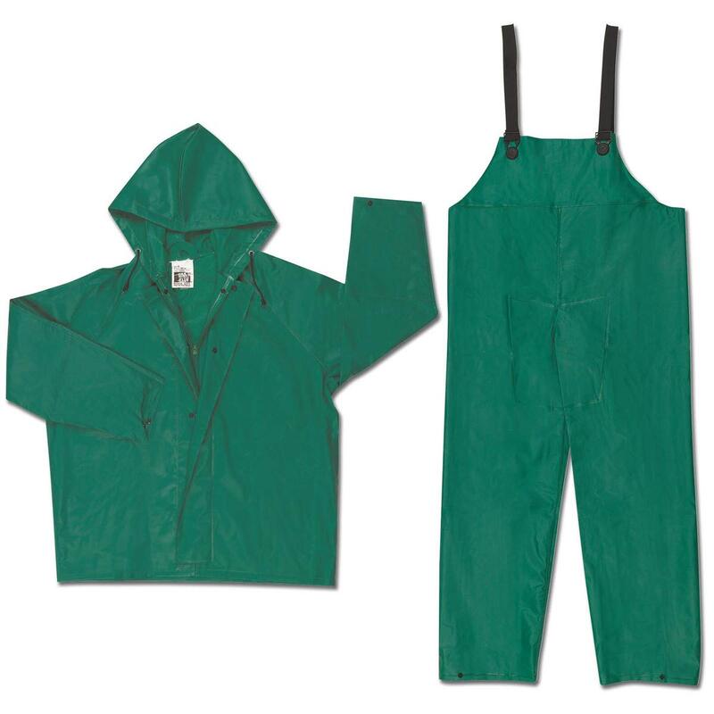 Rain Suit with Pants: Size 3X-Large, Non-Hazardous Protection, Green, Nylon & PVC