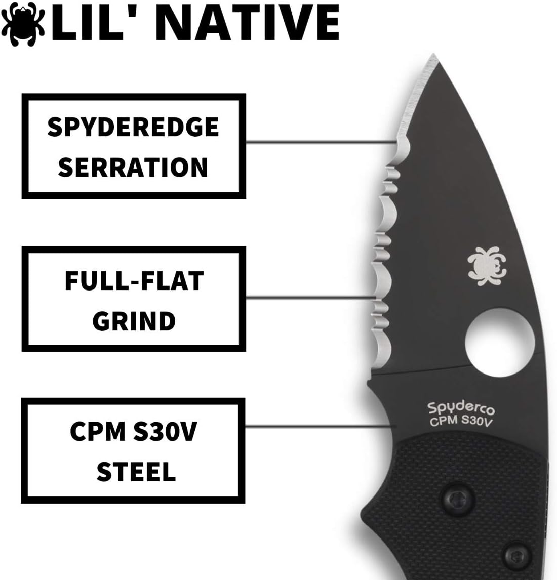 SPYDERCO Lil' Native Folding Knife - CPM S30V, Compression Lock