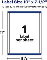 AVERY Durable Waterproof Rectangle Labels, Sure Feed Technology, 10" x 7.5"
