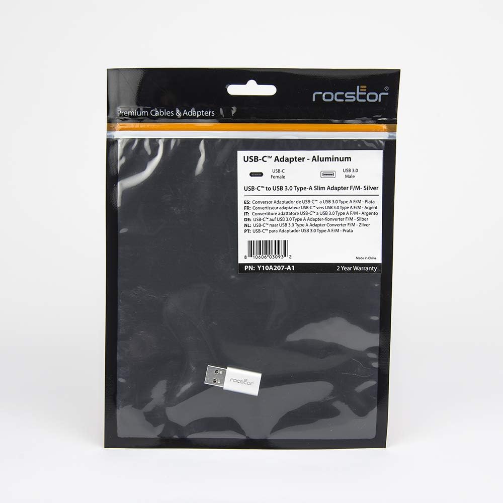 Rocstor USB Data Transfer Adapter - Type C Female USB - Type A Male USB - White Male Adapter White