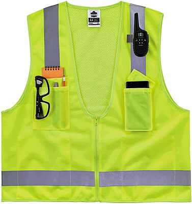 Ergodyne GloWear 8249Z Hi-Vis Surveyor Safety Vest, Solid Front Mesh Back, Type R Class 2