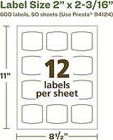 Avery EcoFriendly Matte White Recycled Arched Square Labels, 2" x 2-3/16", Print-to-The-Edge, Permanent Adhesive