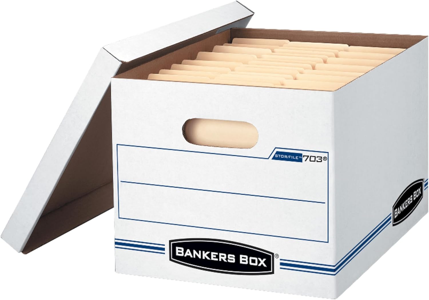 Bankers Box 4 Pack STOR/FILE Basic Duty File Storage Boxes, Standard Assembly, Lift-off Lid, Letter/Legal