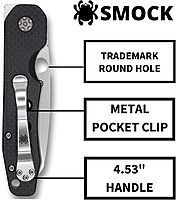 Spyderco Smock Premium Flipper Knife with 3.45" CPM S30V Steel Hollow-Ground Blade and Textured Carbon Fiber G-10 Handle