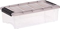 IRIS USA 6 Quart Stack & Pull Clear Storage Box, Gray, 12 Pack