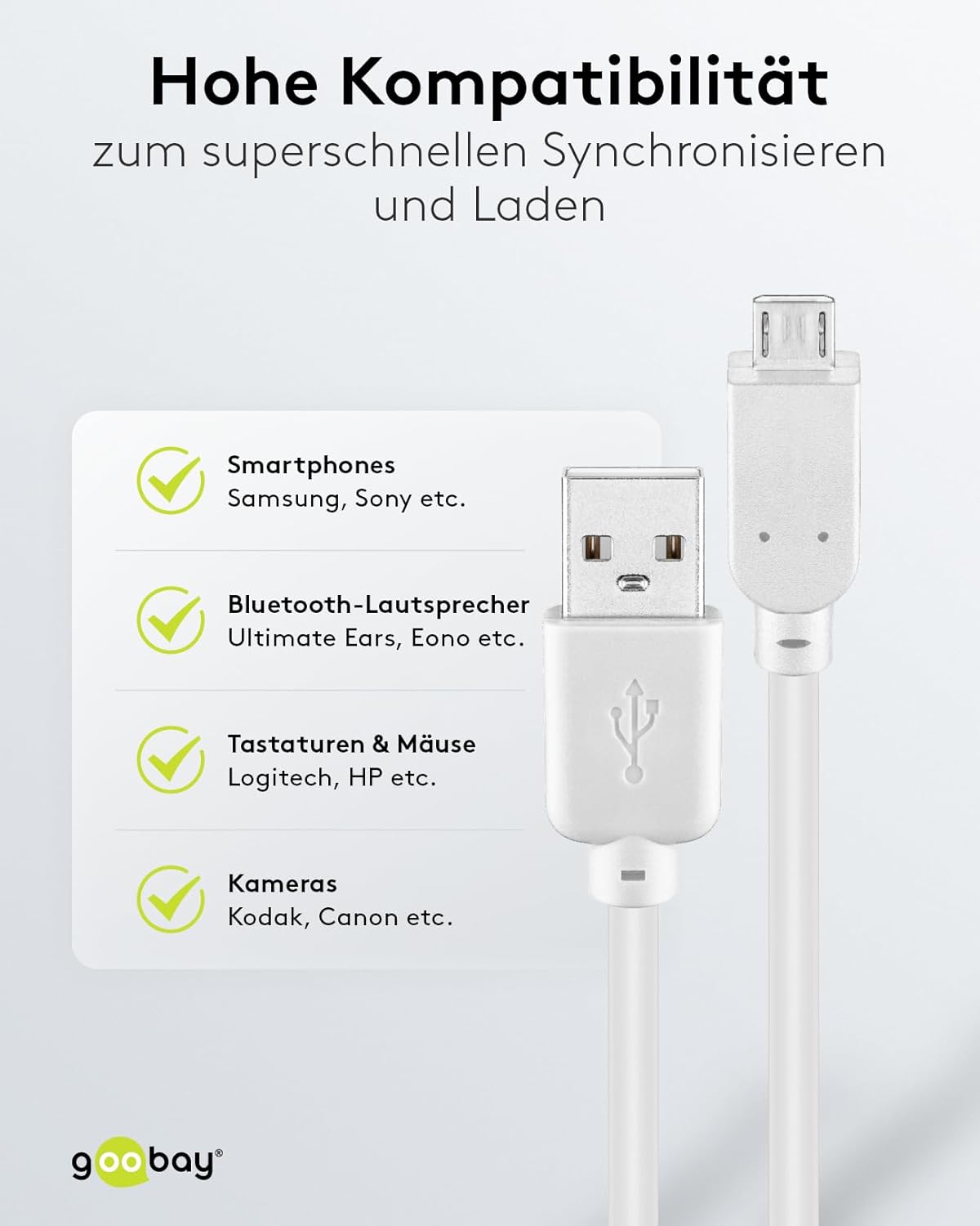 MANHATTAN A-Male to Micro B-Male USB 2.0 Cable 3' (323987) USB-A to Micro-USB Cable 1m White