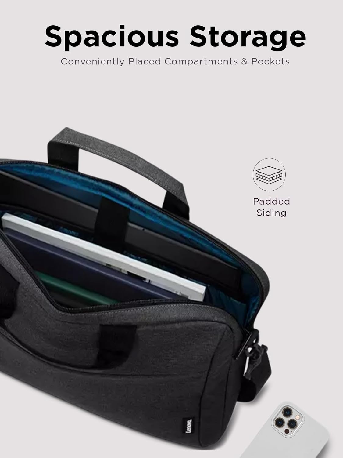 Lenovo Laptop Bag T210, Messenger Shoulder Bag for Laptop or Tablet, Sleek