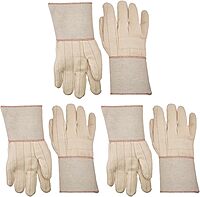 MCR Safety 9132G Hot Mill Cotton Heavy Weight Burlap Lined Men's Gloves with 5-Inch Gauntlet Cuffs, White, Large, 1-Pair