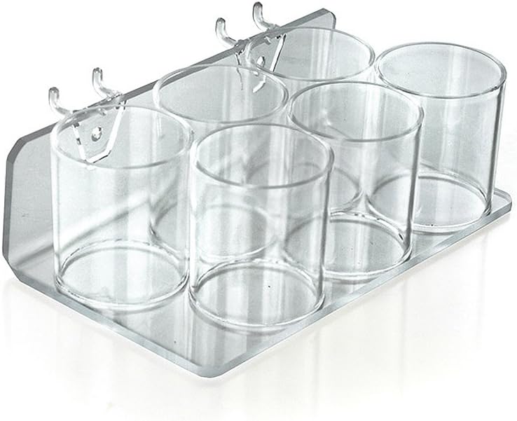 Azar Displays 225580-2pack 8" W x 5" D x 2.625" H 6-Cup Tray for Pegboard and Slatwall (2 Pack)