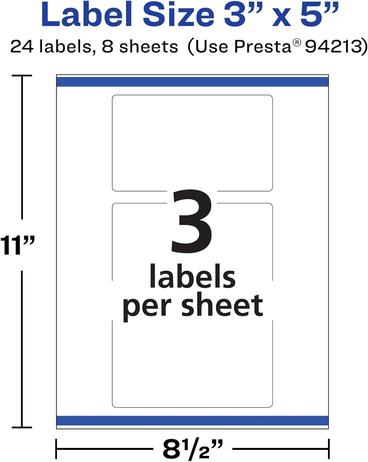 Avery Durable Removable Rectangle Labels, Sure Feed Technology, 3" x 5", Matte White Film, Water-Resistant, Print-to-the-Edge