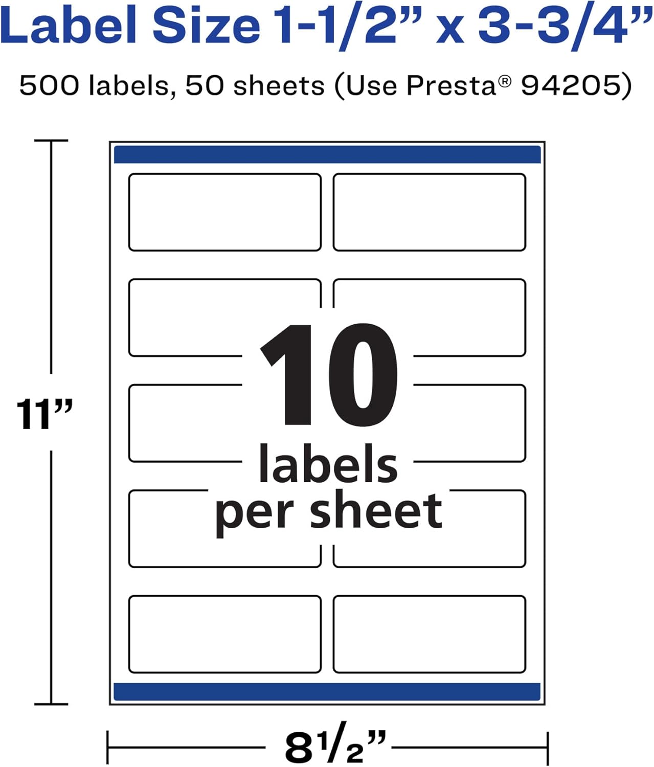 Avery Matte White Rectangle Labels, Sure Feed Technology, 1.5" x 3.75"