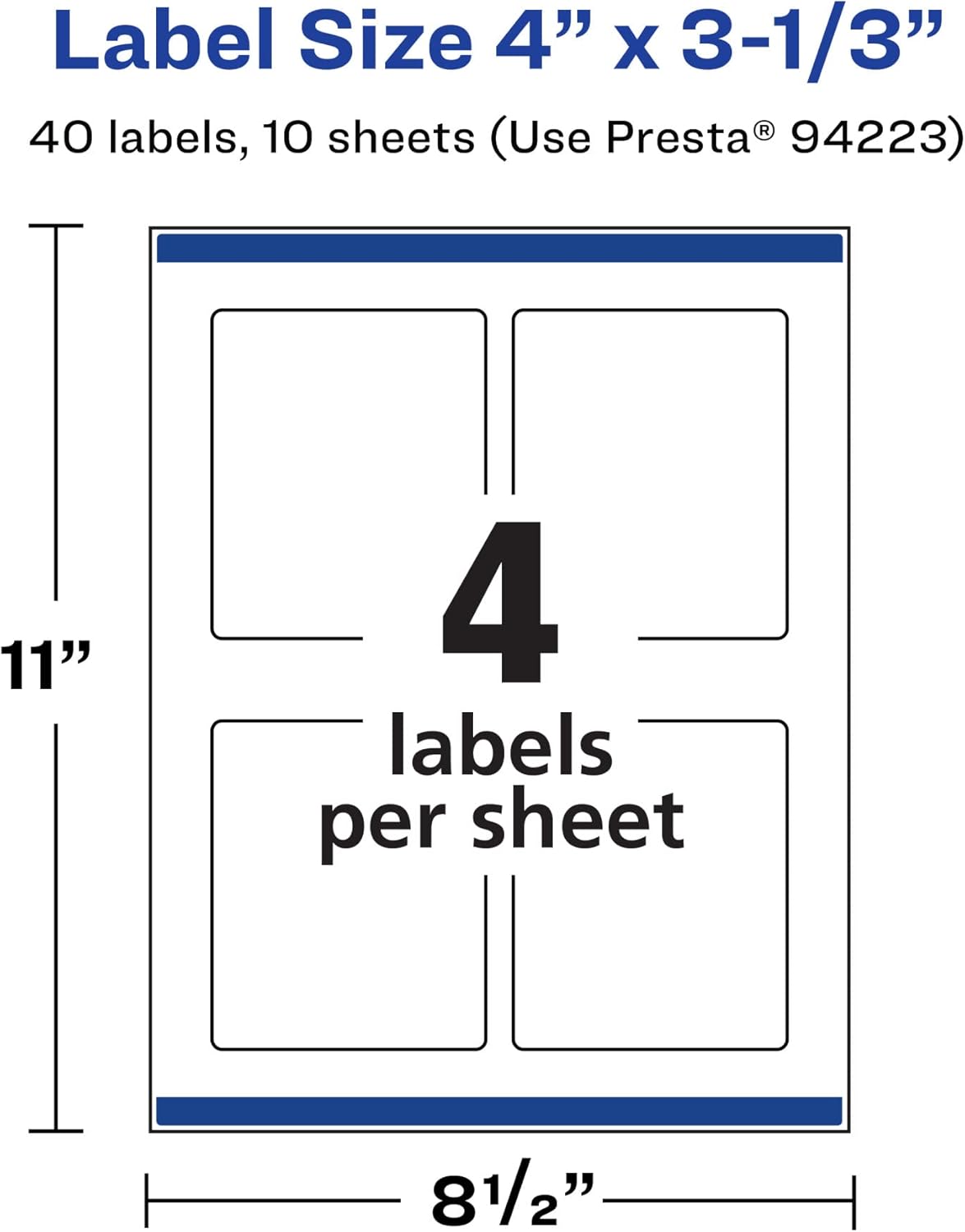 Avery Durable Waterproof Rectangle Labels, Sure Feed Technology, 4" x 3-1/3"
