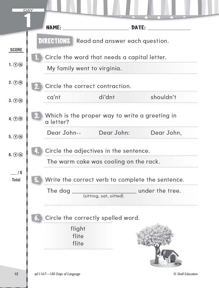 Shell Education 180 Days of Language for Second Grade (180 Days of Practice)