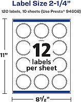 Avery Glossy White Starburst Labels, Sure Feed Technology, 2.25", Print-to-The-Edge, Permanent Adhesive, Laser/Inkjet Printable