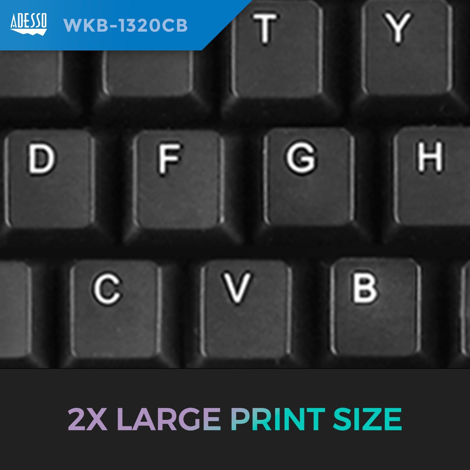 Adesso WKB-1320CB EasyTouch Antimicrobial Wireless Keyboard & Mouse Combo, Black