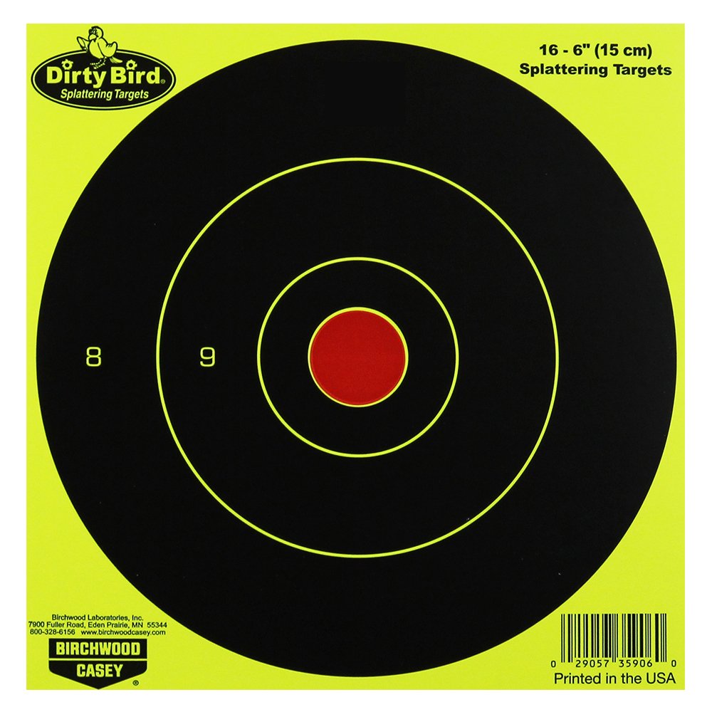 BIRCHWOOD CASEY Dirty Bird Bull's-Eye Yellow Splattering Targets for Indoor and Outdoor Use