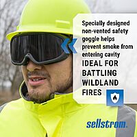 SELLSTROM Odyssey II Wildland Fire Safety Goggles - Anti-Fog, Anti-Scratch Eye Protection, FR Strap, Fits Over Glasses