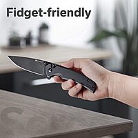 SENCUT Serene Button Lock Folding Pocket Knife with 3.48" D2 Stonewashed Blade, Aluminum Handle, Thumb Stud & Flipper