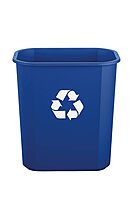 Suncast Commercial Desk-Side Resin Trash Cans With Recycle Label, 3 Gallons, Blue, Set Of 12 Cans