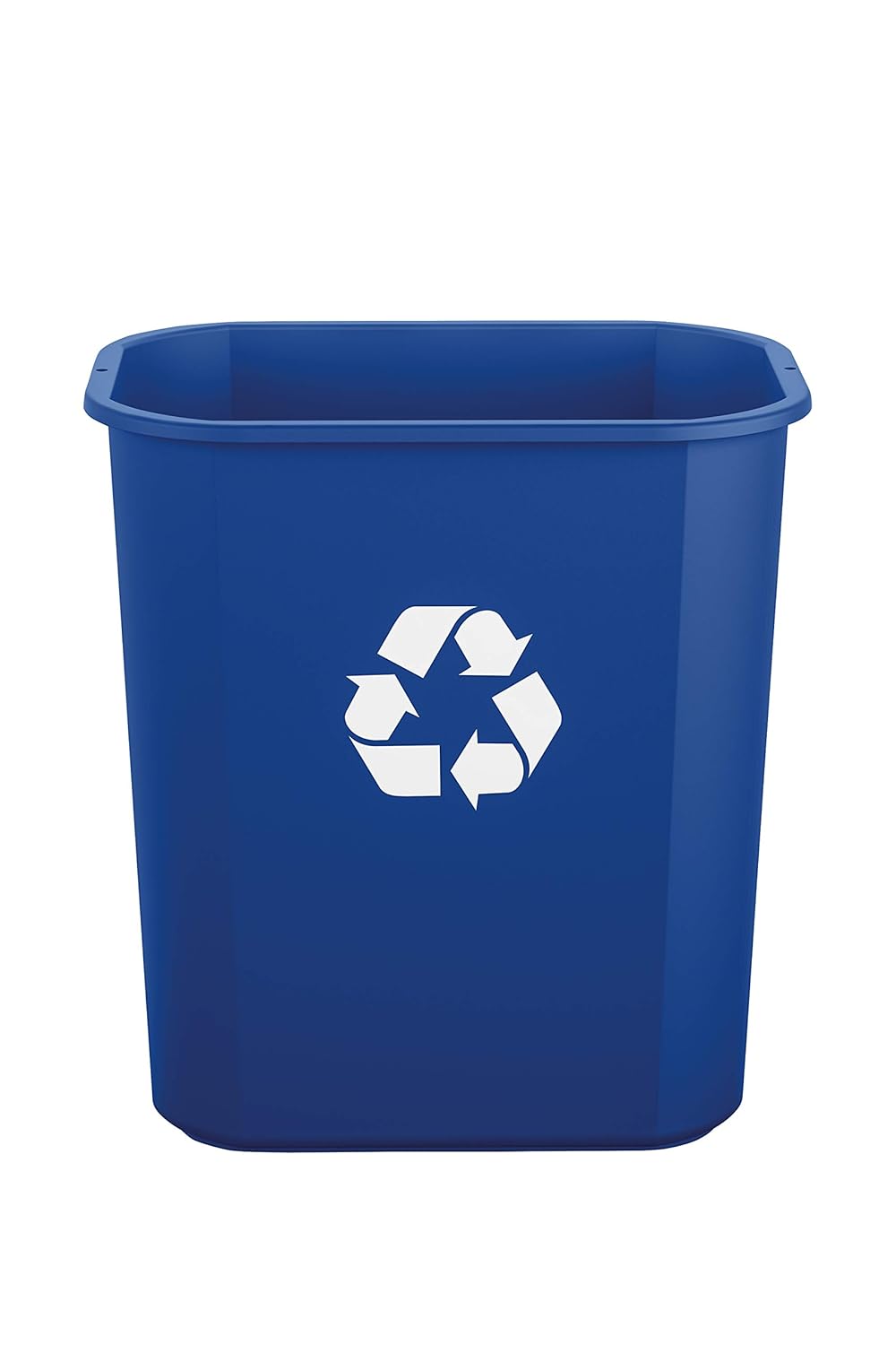 Suncast Commercial Desk-Side Resin Trash Cans With Recycle Label, 3 Gallons, Blue, Set Of 12 Cans