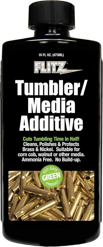 Flitz Tumbler Media Additive - 16oz Bottle of USA-Made Brass Cleaner Reloading Liquid for Ammo, Copper