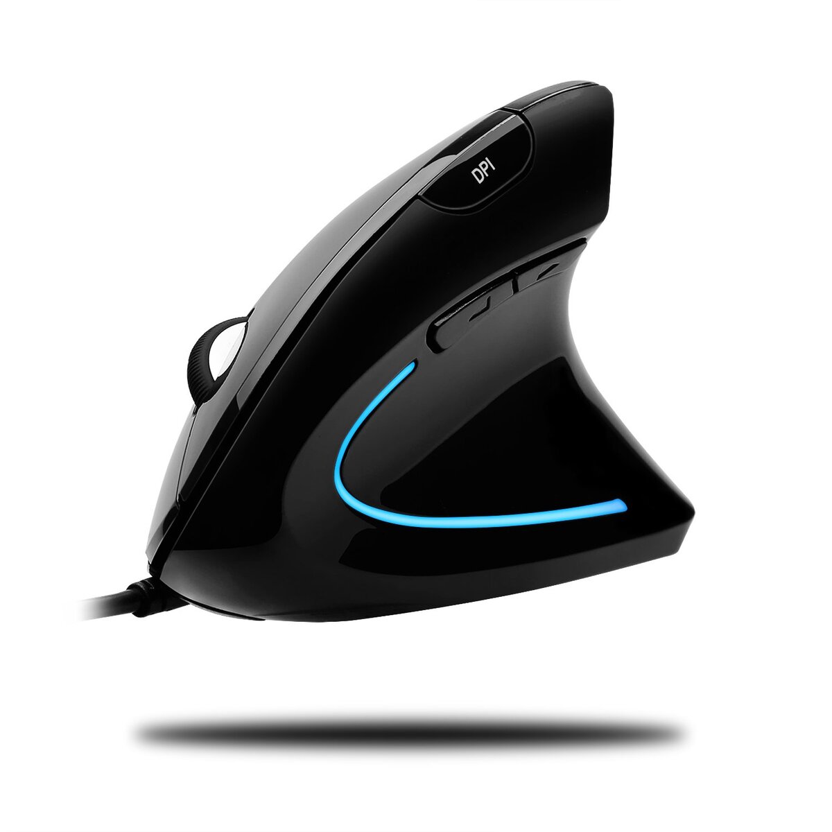 Adesso iMouse E1 Wired Vertical Ergonomic Illuminated Optical 6-Button USB Mouse - Glossy Black, Right-Handed