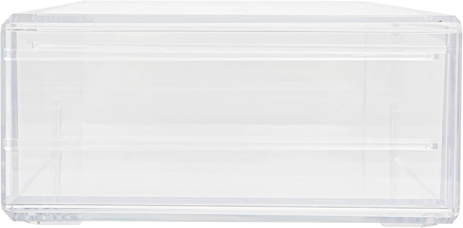 Martha Stewart Brody Desk Organizer with Drawers, Stackable Plastic Storage Box