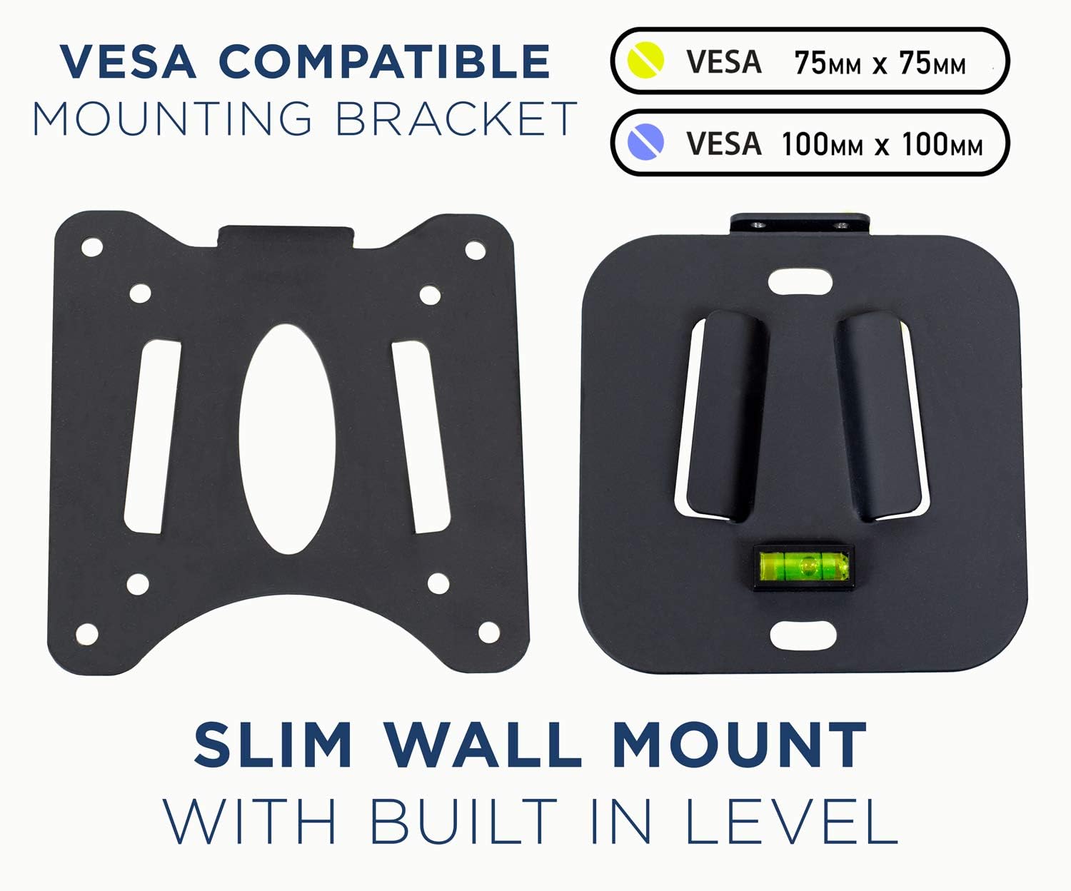 Mount-It! MI-203 Low Profile Fixed TV Wall Mount | Fits 13-32 Inch Screens | VESA 75x75 & 100x100 | Heavy-Duty Steel with 60