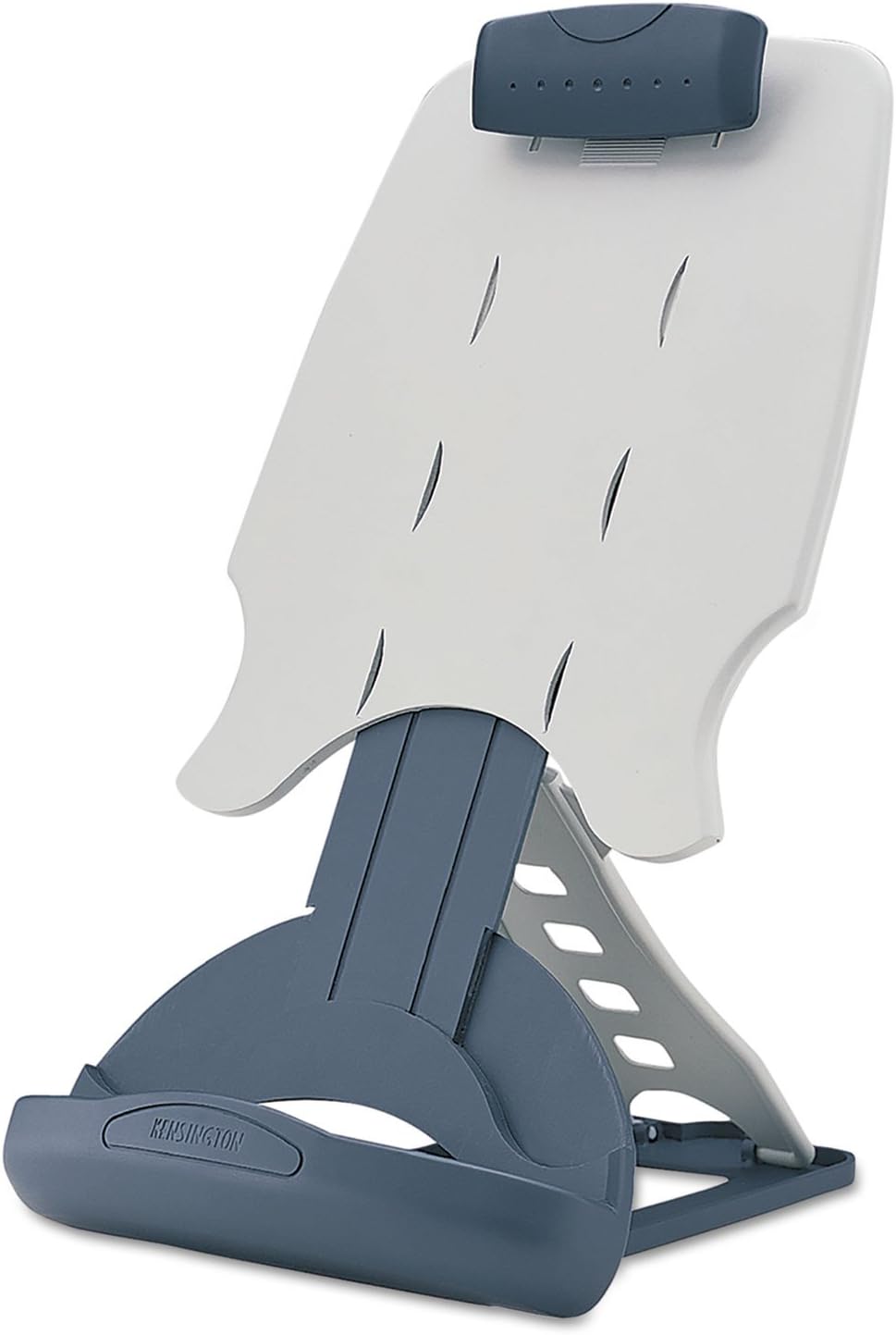 Kensington 62058 Insight Adjustable Desktop Copyholder, Plastic, Holds 50 Sheets, Gray/Dark Blue