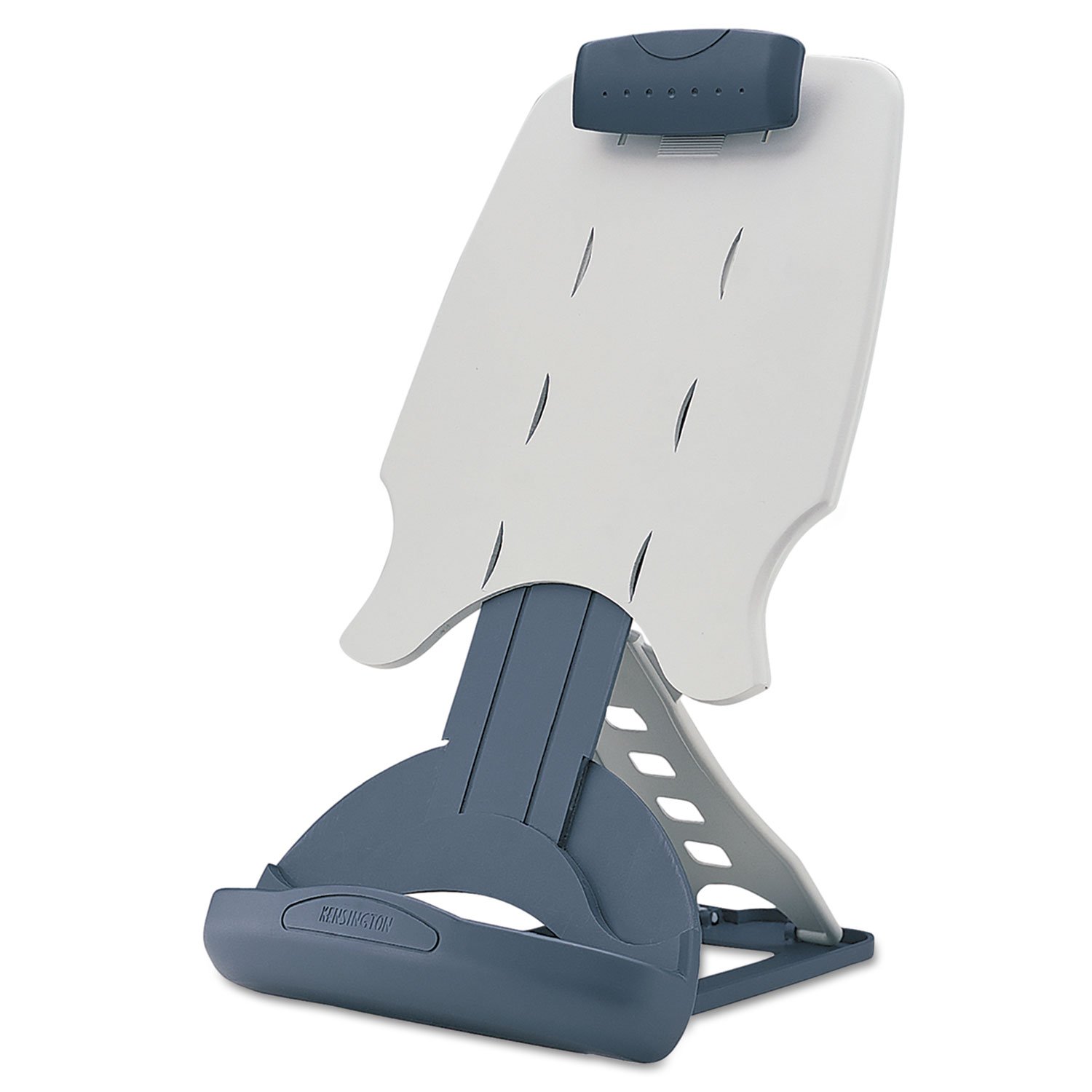 Kensington 62058 Insight Adjustable Desktop Copyholder, Plastic, Holds 50 Sheets, Gray/Dark Blue