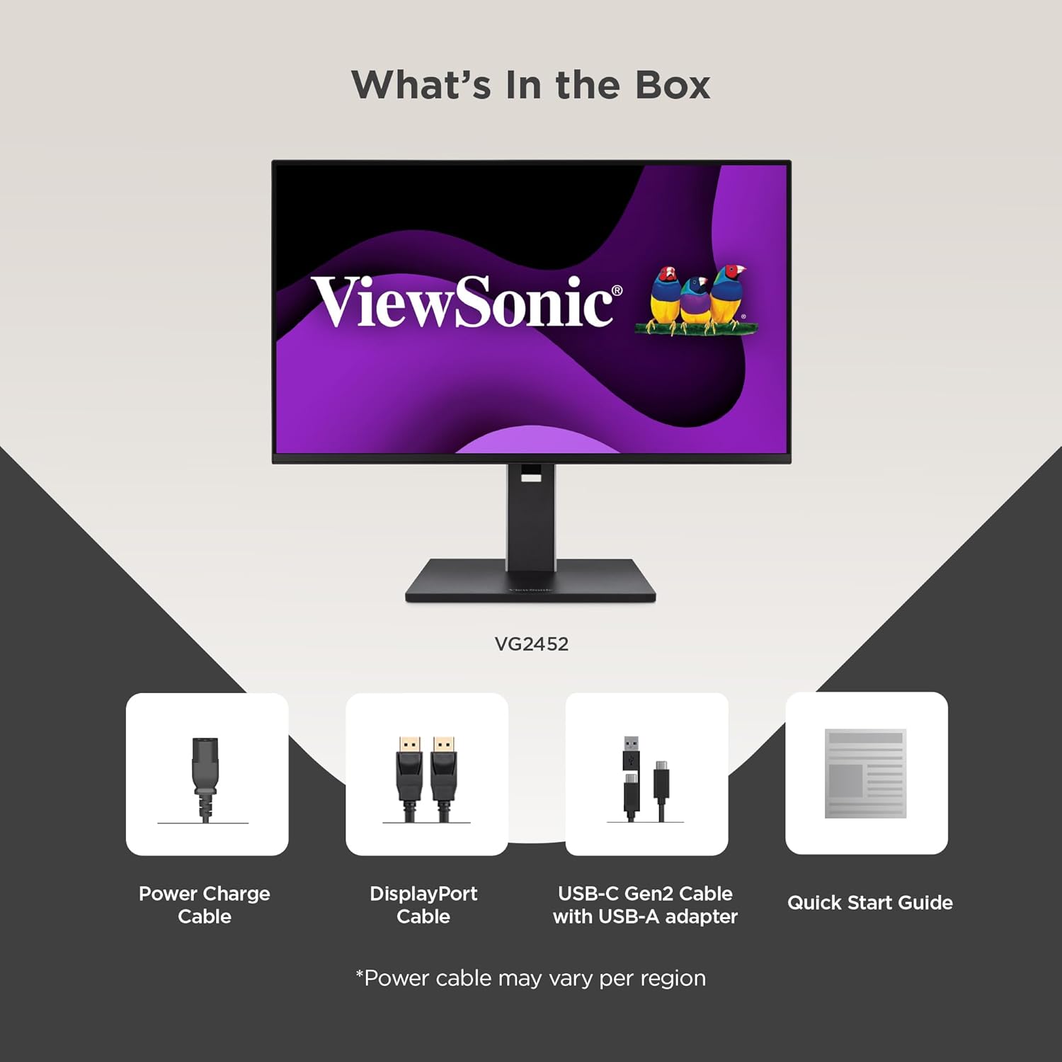 VIEWSONIC VG Ergonomic IPS Monitor with 65W USB-C, 100Hz, 5-Port USB Hub, HDMI & DisplayPort