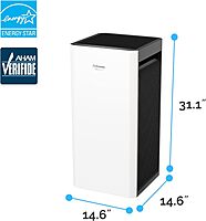 Fellowes AeraMax SV 4-Speed HEPA Air Purifier, 1,500 Sq. Ft., White/Black