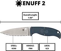 SPYDERCO Enuff 2 Fixed Blade Knife with FRN Handle and Polymer Sheath
