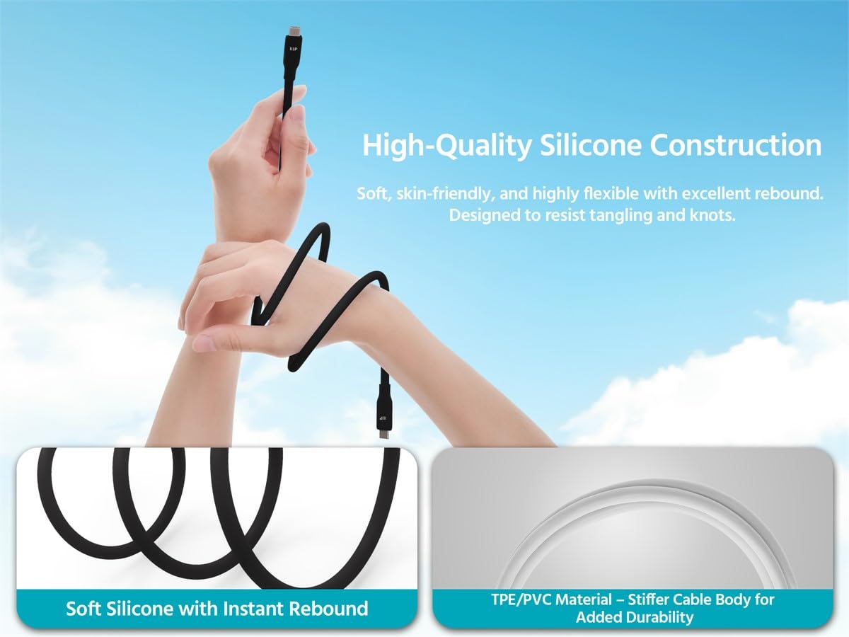 Monoprice USB4 Gen 2 Silicone Cable 6ft Black