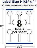 Avery Glossy White Lollipop Labels, Sure Feed Technology, 1.5" x 4"