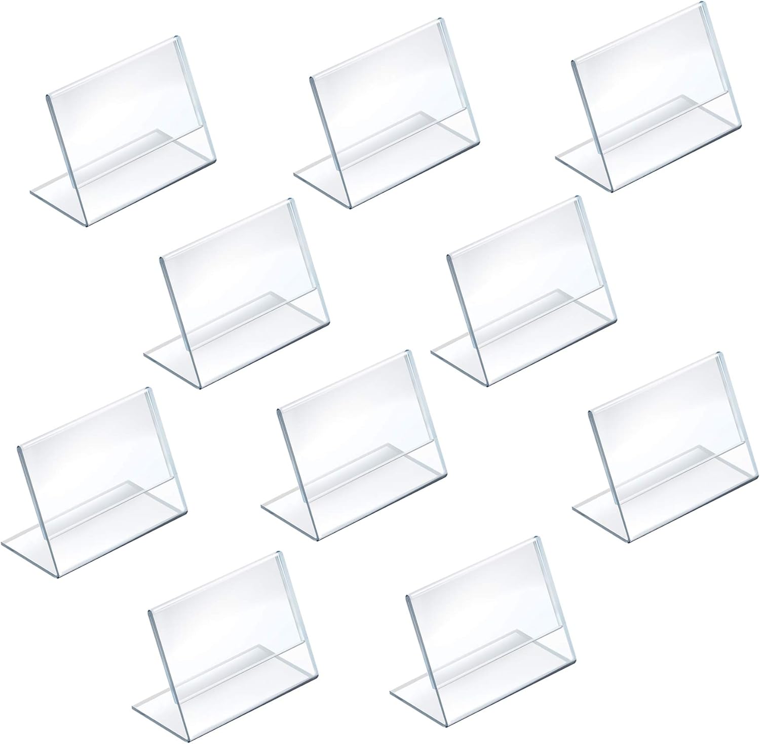 Azar Displays Acrylic L-Shaped Sign Holders, Clear - Pack of 10