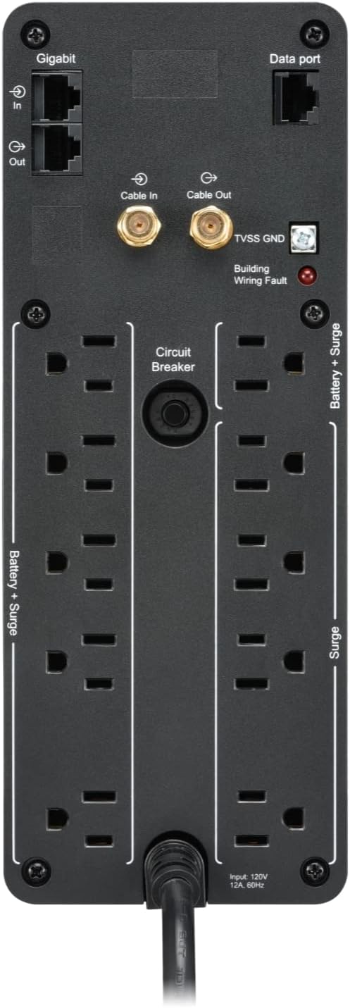 APC BR1000MS Back-UPS Pro 10-Outlet UPS, 1,000VA/600W