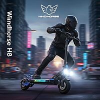 WINDHORSE H8 Electric Folding Scooter 3600W (Dual 1800W Motors), 48V 27Ah Battery, 80KM/H Speed, 65KM Range, Dual Suspension, Disc Brakes, 10x3 Inches Tires, RGB Lights, Big Digital Display WINDHORSE H8 Electric Folding Scooter 3600W (Dual 1800W Motors), 48V 27Ah Battery, 80KM/H Speed, 65KM Range, Dual Suspension, Disc Brakes, 10x3 Inches Tires, RGB Lights, Big Digital Display