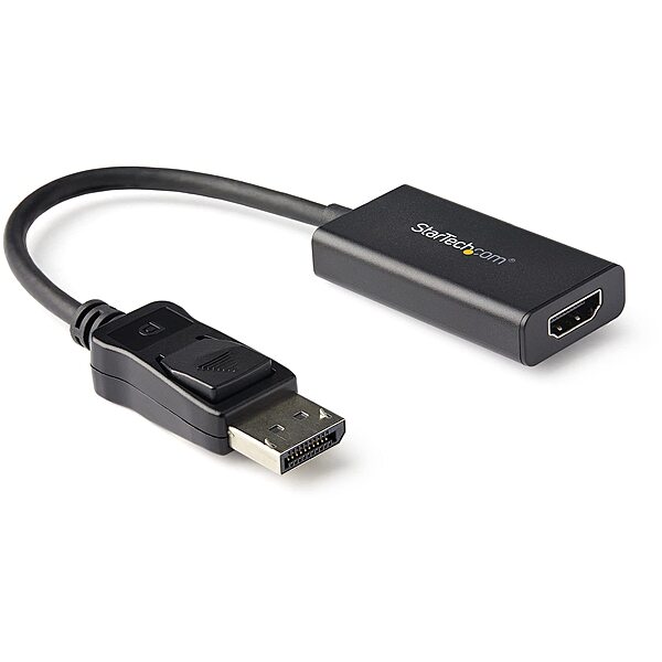 StarTech.com DisplayPort to HDMI Adapter - 4K 60Hz HDR10 Active DisplayPort 1.4 to HDMI 2.0b Video Converter - 4K DP to HDMI Adapter Dongle for Monitor/Display/TV - Latching DP Connector (DP2HD4K60H)
