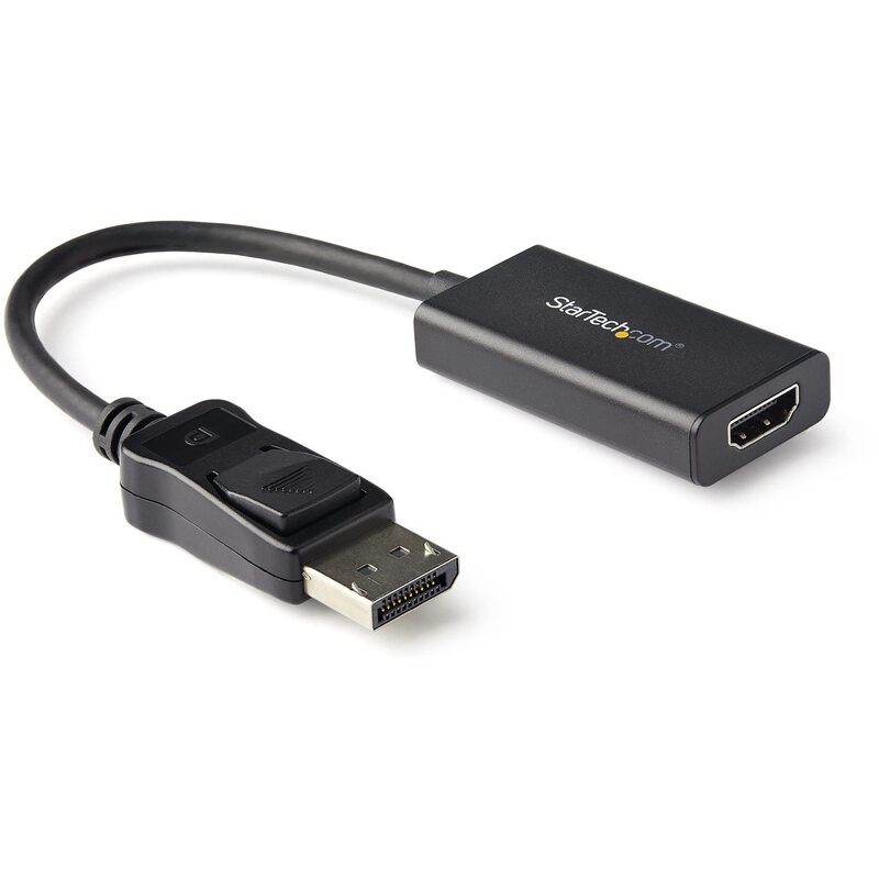 StarTech.com DisplayPort to HDMI Adapter - 4K 60Hz HDR10 Active DisplayPort 1.4 to HDMI 2.0b Video Converter - 4K DP to HDMI Adapter Dongle for Monitor/Display/TV - Latching DP Connector (DP2HD4K60H)