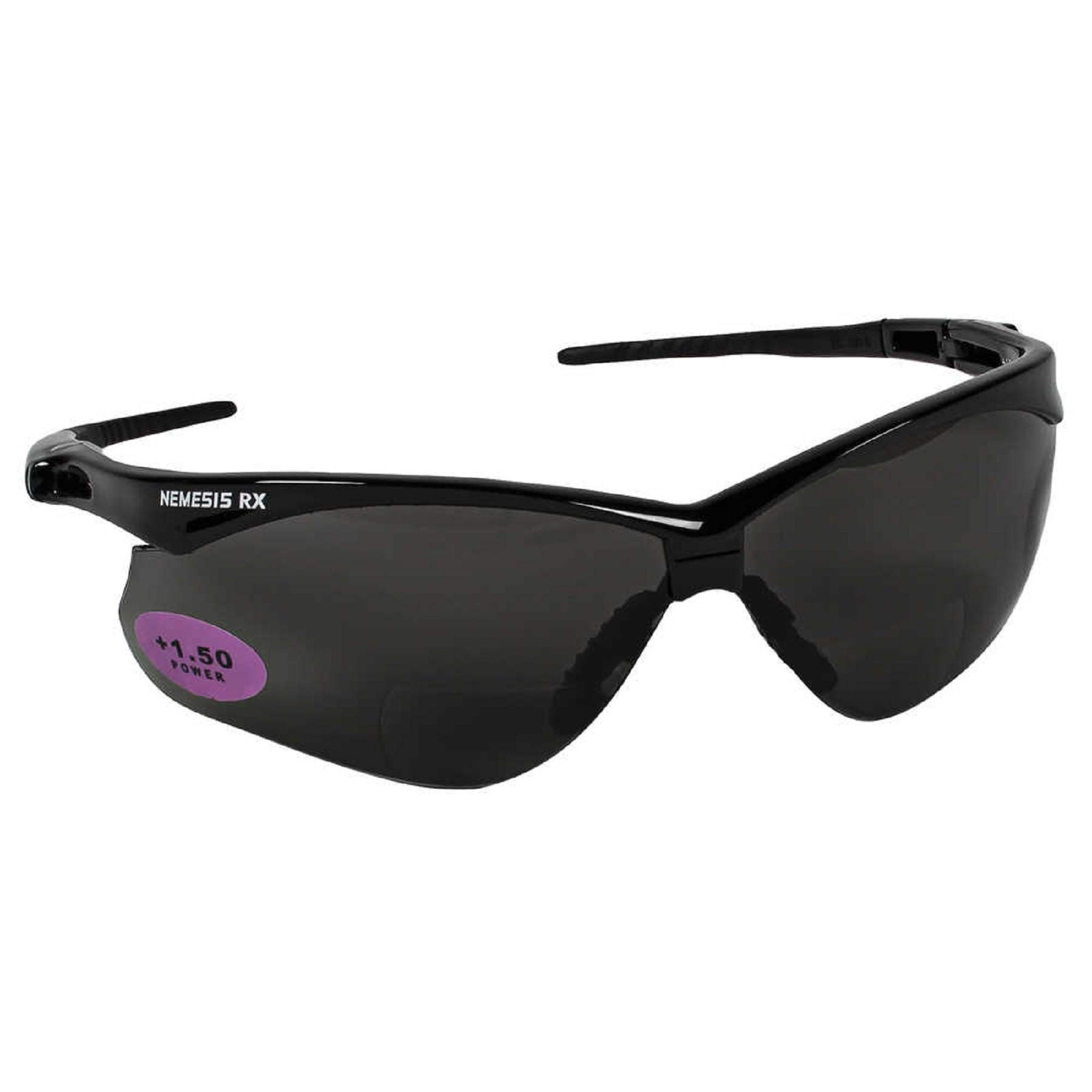 Jackson Safety V60 Nemesis RX Safety Eyewear, Black Frame Smoke Lens, +1.5 Diopter